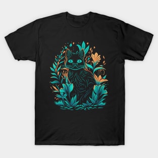 Purrfectly Wonderland - whimsical color cat T-Shirt